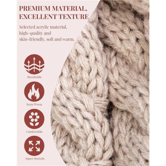 3 PCS Womens Beanie with Pom Pom, Knit Beanie Hats for Women Winter and Fall main image 6